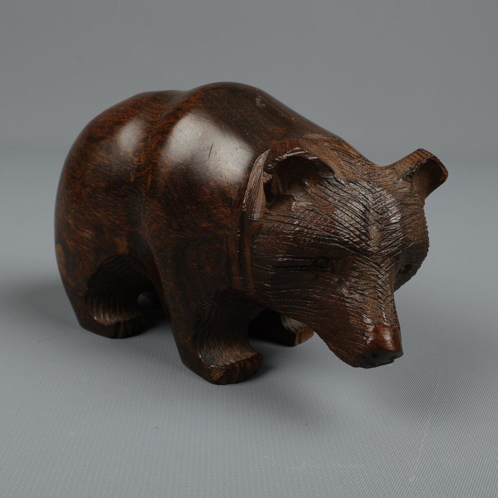 Handcrafted Sonoran Desert Ironwood Bear Figurine Textured Fact Smooth Body